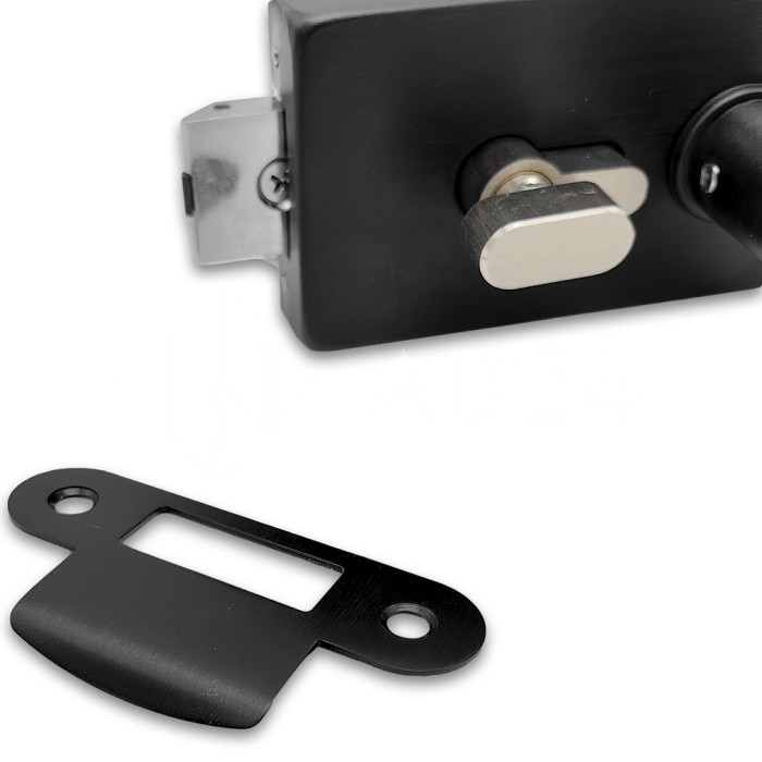 Замок FMZ-33.1 для межкомнатной двери из стекла, с притвором ключ/защелка, алюминий/черный