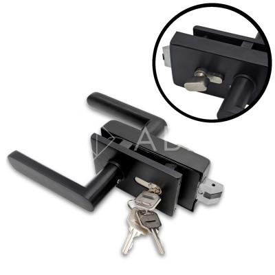 Замок FMZ-33.1 для межкомнатной двери из стекла, с притвором ключ/защелка, алюминий/черный