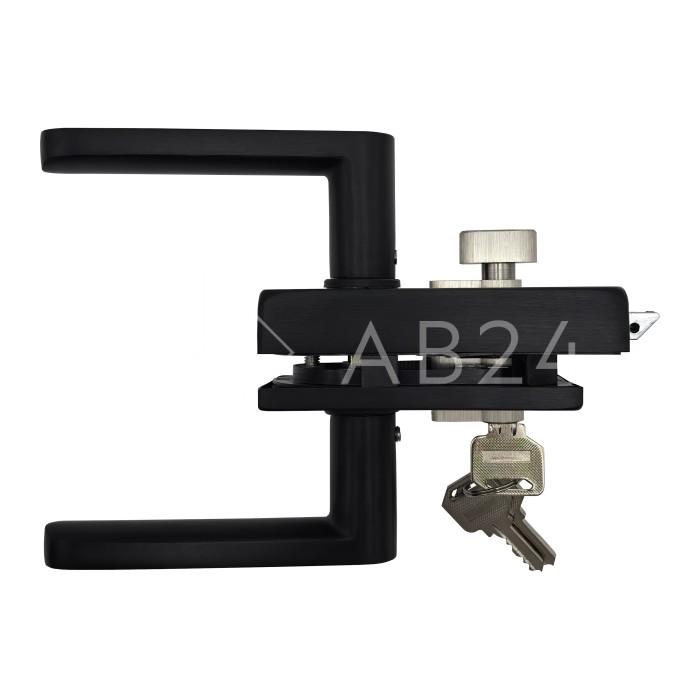 Замок FMZ-33.1 для межкомнатной двери из стекла, с притвором ключ/защелка, алюминий/черный