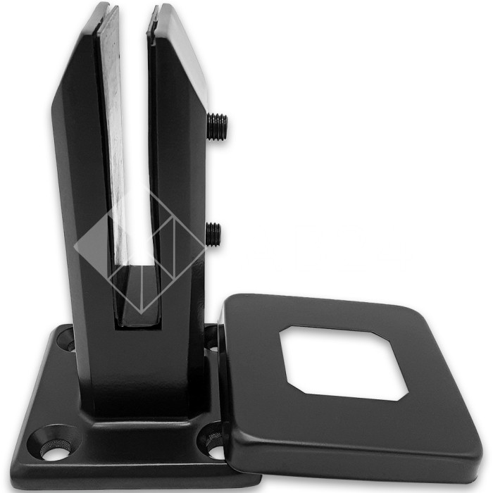 Стойка FOS-02-DEF с дефектом для стекла напольная 95х160 мм без сверления, нержавейка/черный