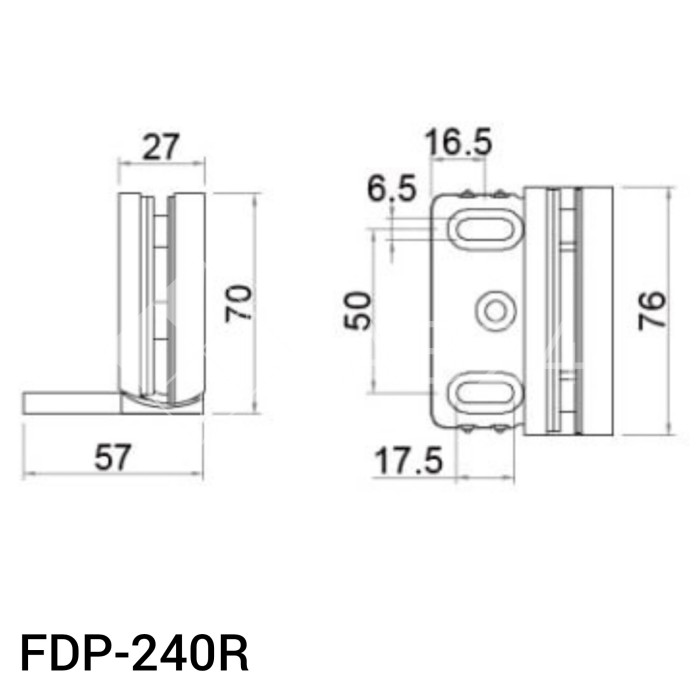 Петля Фурия FDP-240R стена-стекло 90° правая, с подъемным механизмом, латунь/хром