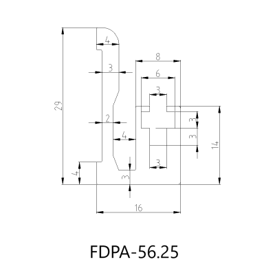 Профиль FDPA-56.25 для крепления уплотнителя к стене 8 мм, 2,5 м, алюминий/оружейная сталь