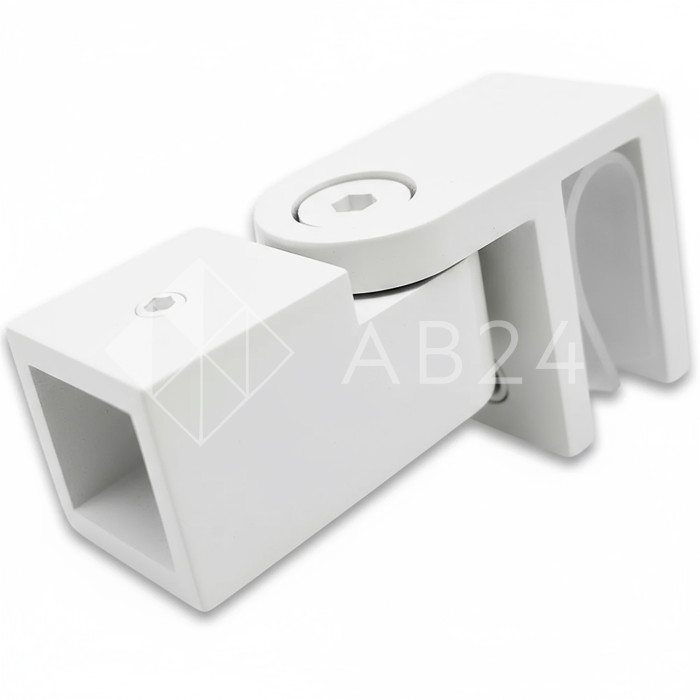 Держатель стекла FDC-50, 15х15 торцевой 0°-180°, нержавейка/белый