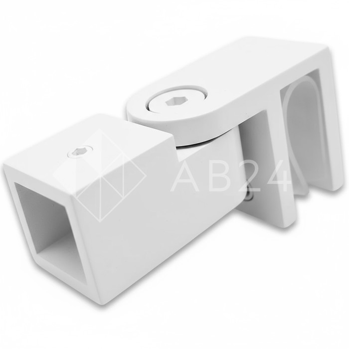 Держатель стекла FDC-50, 15х15 торцевой 0°-180°, нержавейка/белый