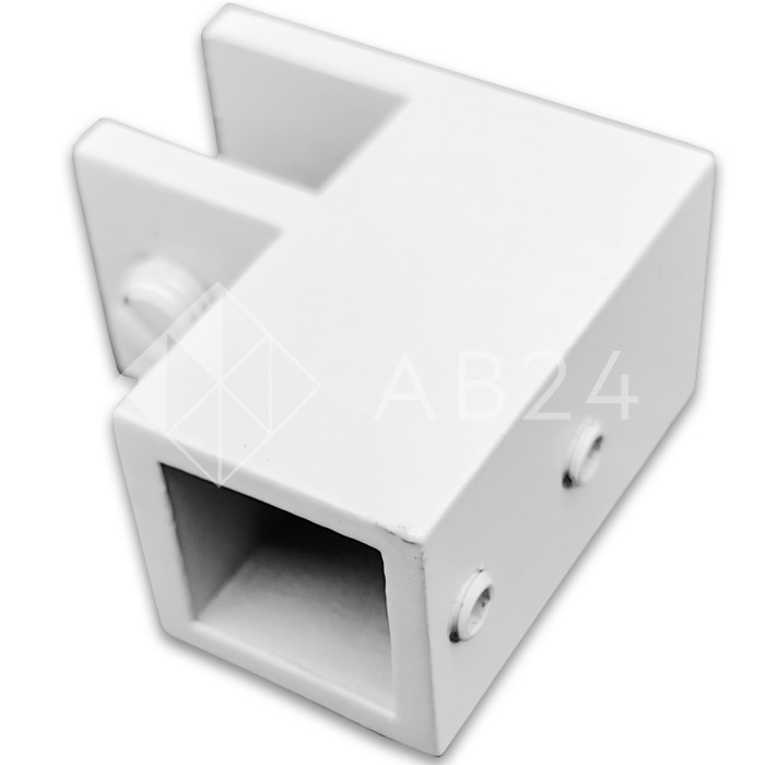 Держатель стекла FDC-61, 15х15 торцевой 90°, нержавейка/белый