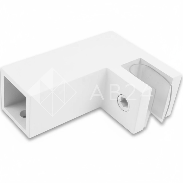 Держатель стекла FDC-61, 15х15 торцевой 90°, нержавейка/белый