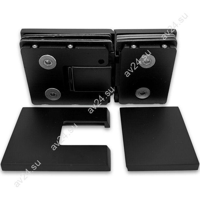 Петля Сирена FDP-212 стекло-стекло 180° с крышками, латунь/черный