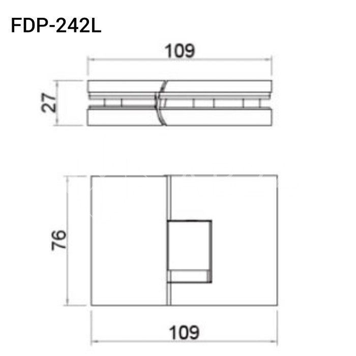 Петля Фурия FDP-242L стекло-стекло 180° левая, с подъемным механизмом, латунь/хром