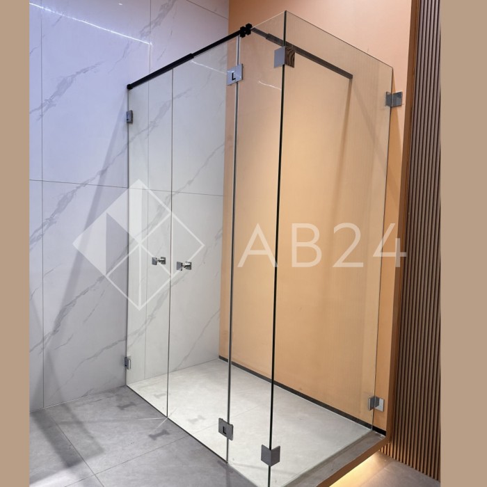 Петля Фурия FDP-242L стекло-стекло 180° левая, с подъемным механизмом, латунь/хром