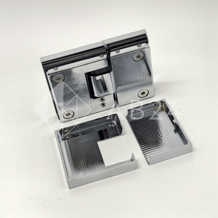 Петля Фурия FDP-242L стекло-стекло 180° левая, с подъемным механизмом, латунь/хром