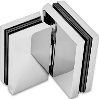 Петля Фурия FDP-242L стекло-стекло 180° левая, с подъемным механизмом, латунь/хром