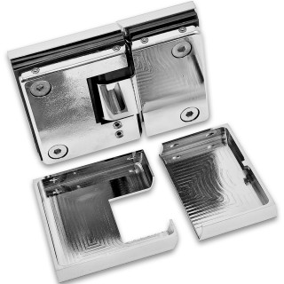 Петля Фурия FDP-242L стекло-стекло 180° левая, с подъемным механизмом, латунь/хром