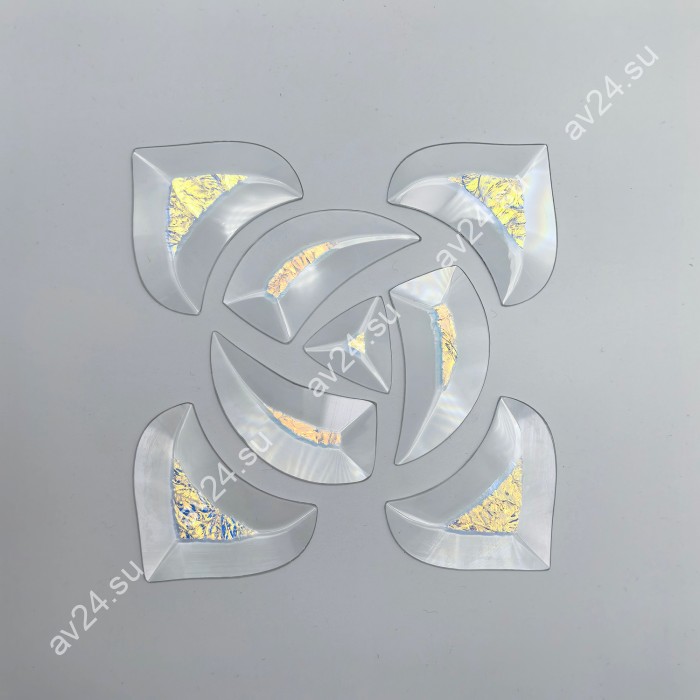 Бевелс AV54 дихроичный (8 элементов) 126 х 126 мм, синий мороз