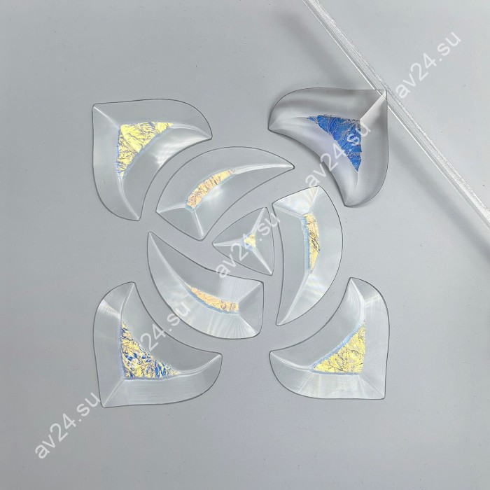 Бевелс AV54 дихроичный (8 элементов) 126 х 126 мм, синий мороз