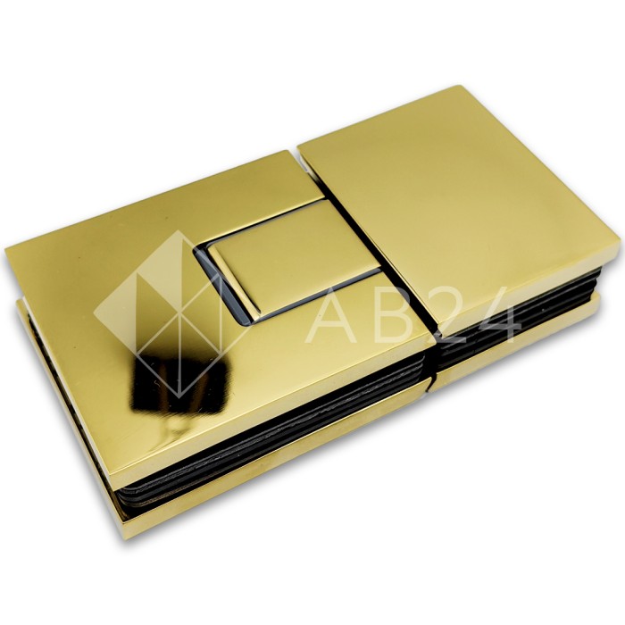 Петля Сирена FDP-212 стекло-стекло 180° с крышками, латунь/золото