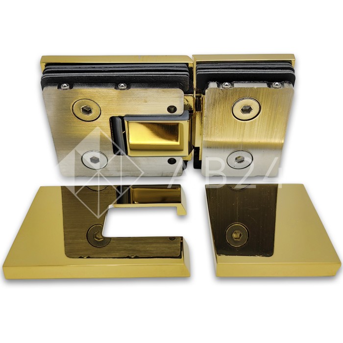 Петля Сирена FDP-212 стекло-стекло 180° с крышками, латунь/золото