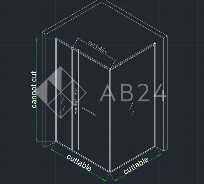 Угловой раздвижной комплект Клио FDS-103, 1200х1200х2000 мм для стекла 8 мм, дверь 650 мм, нержавейка/черный