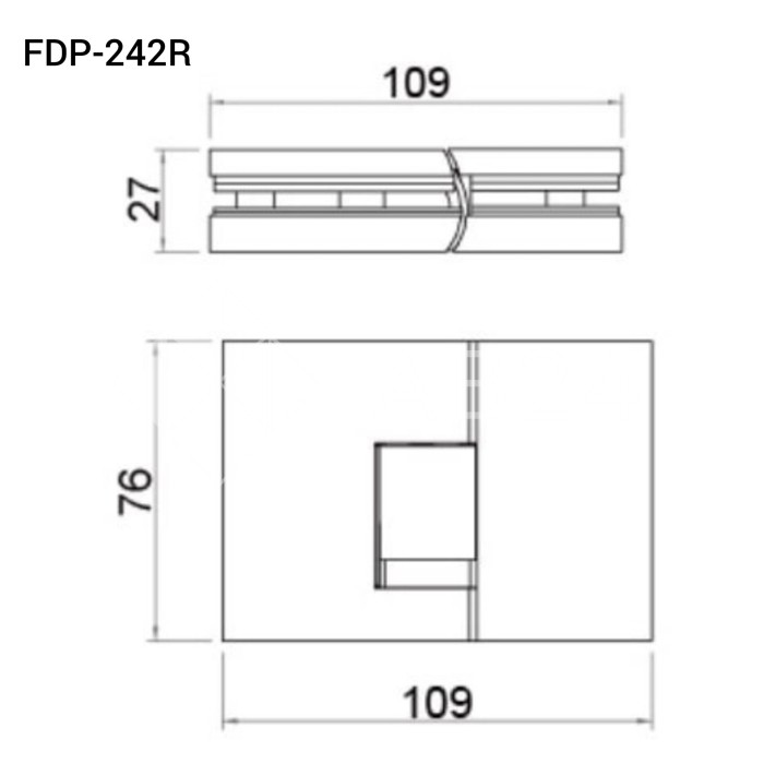 Петля Фурия FDP-242R стекло-стекло 180° правая, с подъемным механизмом, латунь/хром