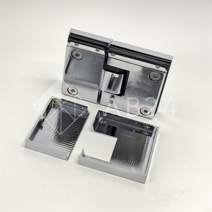 Петля Фурия FDP-242R стекло-стекло 180° правая, с подъемным механизмом, латунь/хром