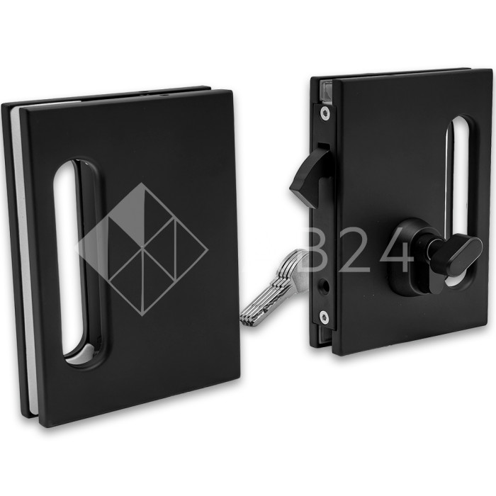 Замок FMZ-39 для межкомнатной двери из стекла стена-стекло ключ/защелка, нержавейка/черный