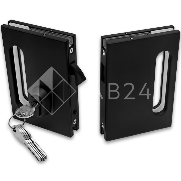 Замок FMZ-39 для межкомнатной двери из стекла стена-стекло ключ/защелка, нержавейка/черный