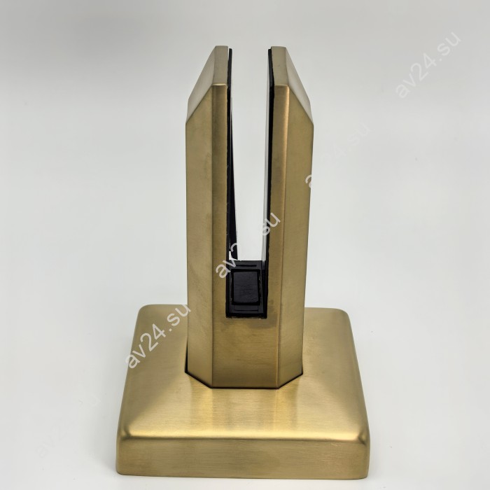 Стойка FOS-102 ПРЕМИУМ для стекла напольная 100х158 мм без сверления, дюплекс/брашированное золото