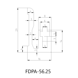 Профиль FDPA-56.25 для крепления уплотнителя к стене 8 мм, 2,5 м, алюминий/бронза