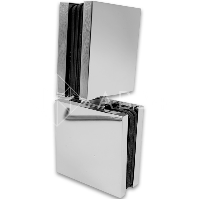 Коннектор для стекла Пегас FDK-102, стекло-стекло поворотный 90x45 мм, латунь/хром