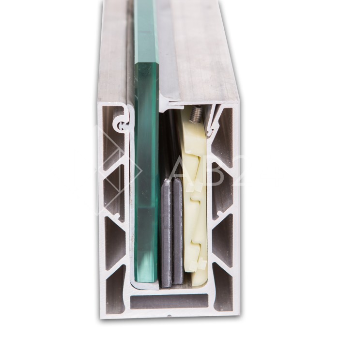 Профиль зажимной FOP-102.12 для стеклянных ограждений 12 мм, 102х60 мм, 6 м, алюминий/сырой