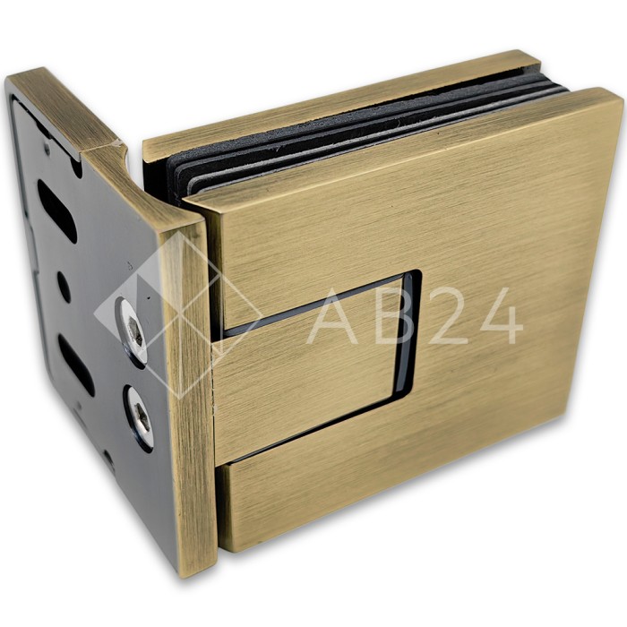 Петля Сирена FDP-210 стена-стекло 90° с крышками с бок. креплением, латунь/бронза