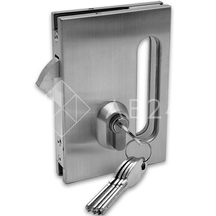 Замок FMZ-38 для межкомнатной двери из стекла стена-стекло ключ/защелка, нержавейка/матовый