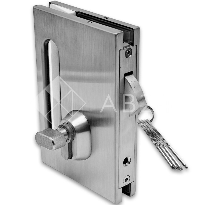 Замок FMZ-38 для межкомнатной двери из стекла стена-стекло ключ/защелка, нержавейка/матовый