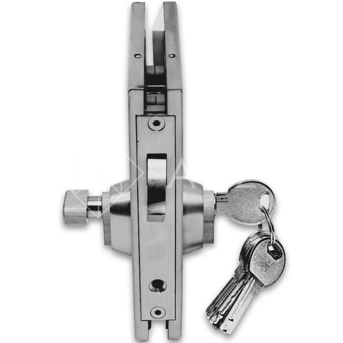 Замок FMZ-38 для межкомнатной двери из стекла стена-стекло ключ/защелка, нержавейка/матовый