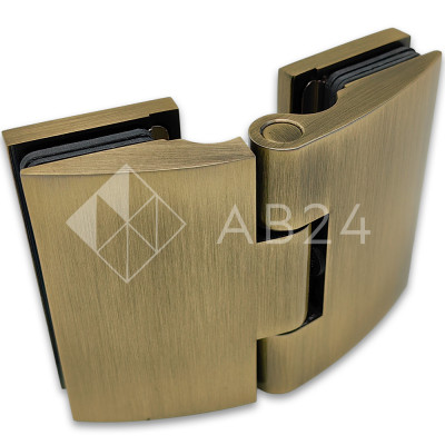 Петля Европа FDP-119-DEF с дефектом стекло-стекло 180° с крышками, латунь/черный