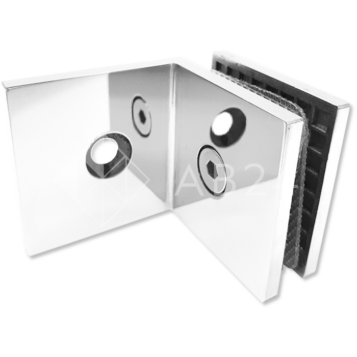 Коннектор для стекла Альфа α FDK-13, стена-стекло 90° с пластиной, нержавейка/полированный