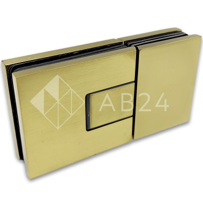 Петля Сирена FDP-212 стекло-стекло 180° с крышками, латунь/брашированное золото