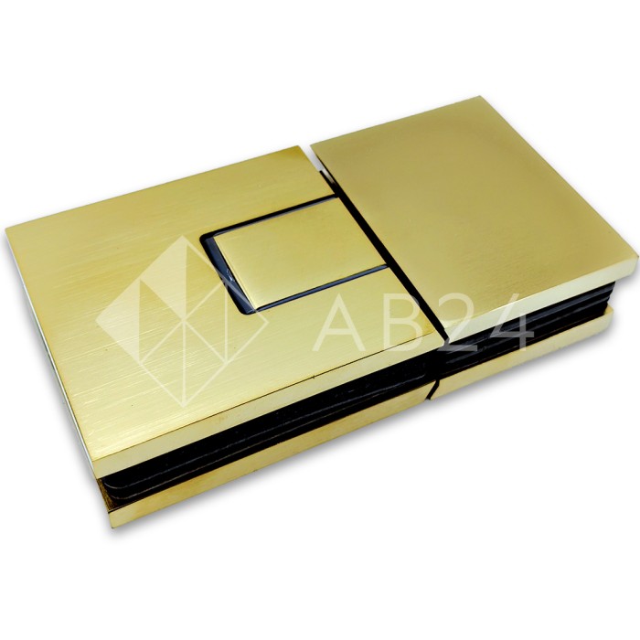 Петля Сирена FDP-212 стекло-стекло 180° с крышками, латунь/брашированное золото