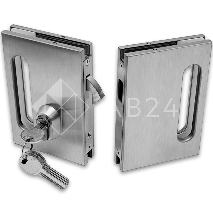 Замок FMZ-39 для межкомнатной двери из стекла стена-стекло ключ/защелка, нержавейка/матовый