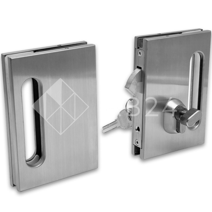 Замок FMZ-39 для межкомнатной двери из стекла стена-стекло ключ/защелка, нержавейка/матовый
