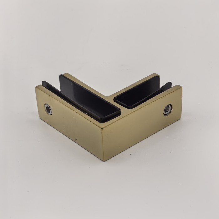 Крепление стекла FKK-202, 67х66 мм стекло-стекло 90°, нержавейка/золото