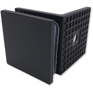 Коннектор для стекла Альфа α FDK-13, стена-стекло 90° с пластиной, нержавейка/черный