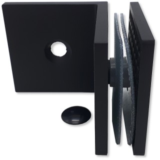 Коннектор для стекла Альфа α FDK-13, стена-стекло 90° с пластиной, нержавейка/черный