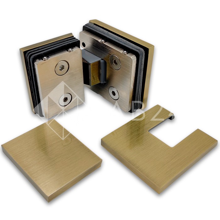 Петля Сирена FDP-212 стекло-стекло 180° с крышками, латунь/бронза