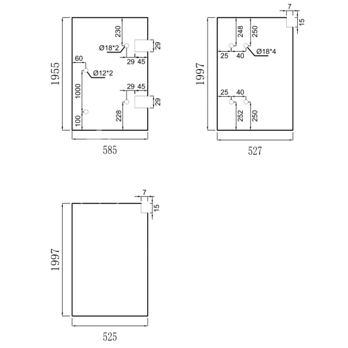 Трапециевидный распашной комплект Юнона FDS-104, 750х620х750х2000 мм, нержавейка/полированный