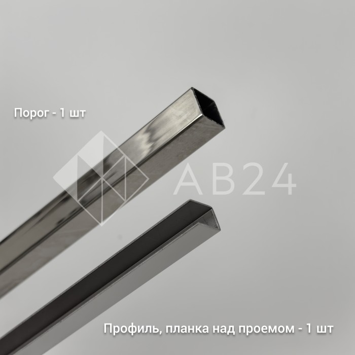 Трапециевидный распашной комплект Юнона FDS-104, 750х620х750х2000 мм, нержавейка/полированный