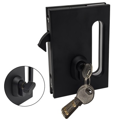Замок FMZ-38 для межкомнатной двери из стекла стена-стекло ключ/защелка, нержавейка/черный