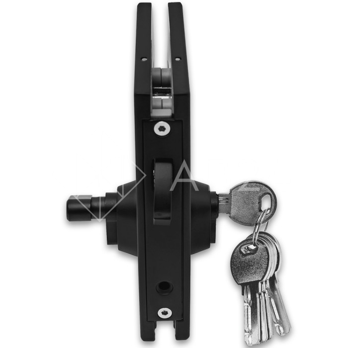 Замок FMZ-38 для межкомнатной двери из стекла стена-стекло ключ/защелка, нержавейка/черный