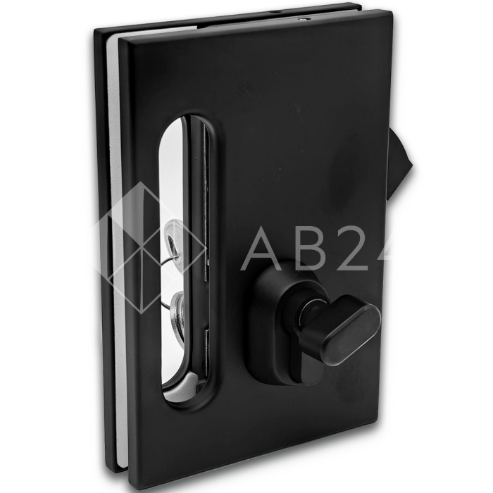 Замок FMZ-38 для межкомнатной двери из стекла стена-стекло ключ/защелка, нержавейка/черный