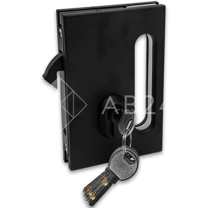 Замок FMZ-38 для межкомнатной двери из стекла стена-стекло ключ/защелка, нержавейка/черный