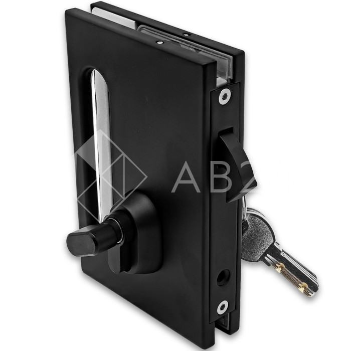 Замок FMZ-38 для межкомнатной двери из стекла стена-стекло ключ/защелка, нержавейка/черный